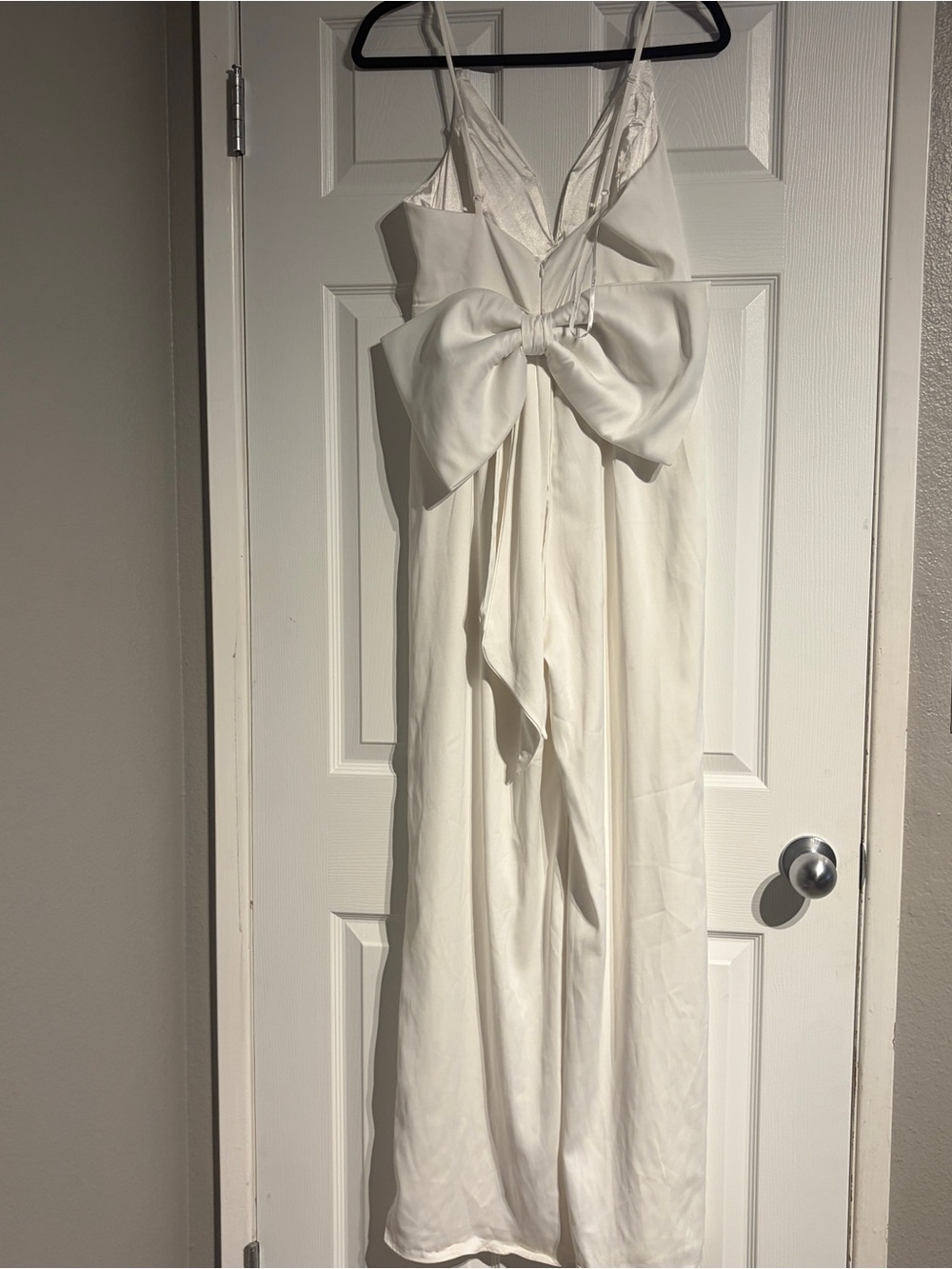 Lulu’s wide Leg bow back pants jumpsuit women’s Size Small white ivory